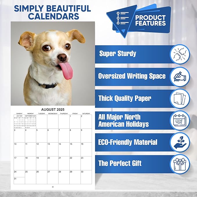 2025 Silly Dogs Monthly Wall Calendar | 12" x 24" | Thick Sturdy Paper | Funny Dog Calendar 2024-2025