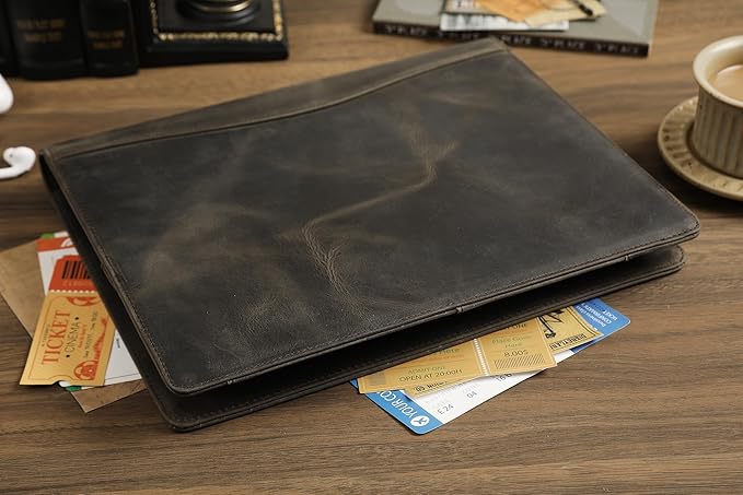 Personalized Leather Portfolio for Lefty, Engraved Leather Clipboard Portfolio Binder, Custom Leather Padfolio Leather Legal Portfolio, Christmas Gift for Him/Her (Clipboard, Grey-Custom)