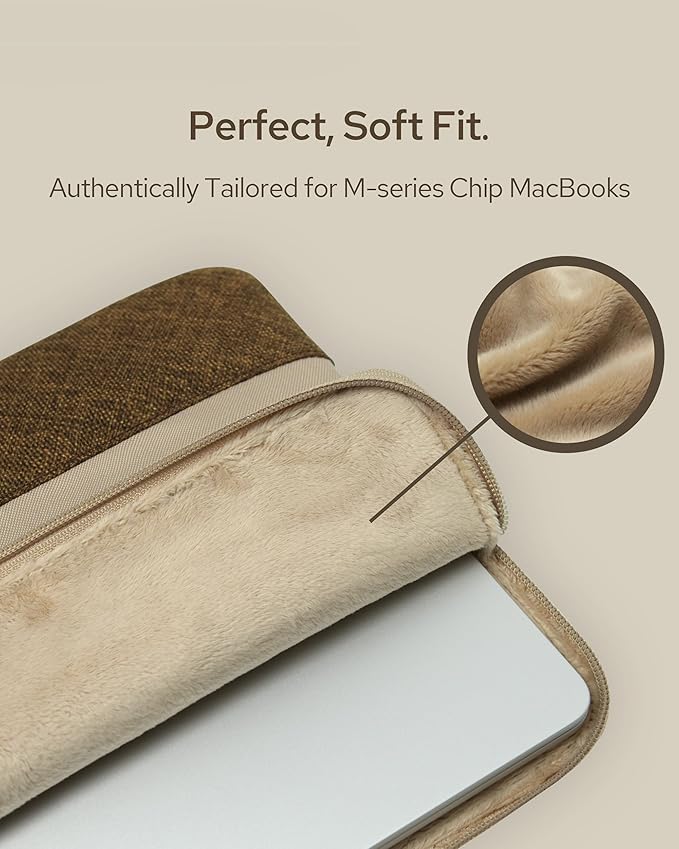 Slim Laptop Sleeve with a Back Zipper Pocket Designed for M1/M2/M3 MacBook Pro/Air (Latte, for 15.3-inch MacBook Air (M2/M3))