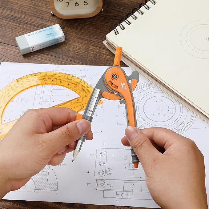Mr. Pen- Compass and Protractor Set, Dark Orange, Compass Geometry Tool, Protractor and Compass Set, Compass Drawing Tool, Drawing Compass, Geometry Compass, Math Compass for Geometry