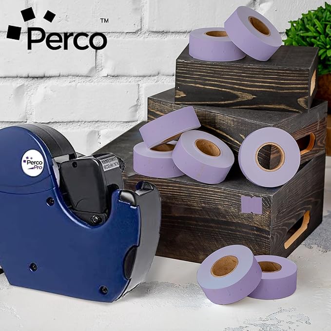 Perco 2 Line Lavender Labels - 32 Rolls, 4 Sleeves, 24,000 Blank Price and Date Gun Labels for Perco 2 Line Price and Date Guns - Made in USA