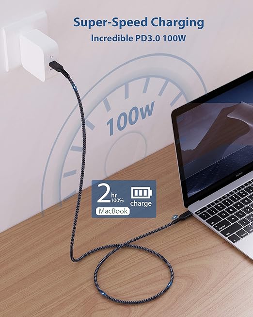 [6.6Ft] Thunderbolt 3 Cable with 40Gbps Data Sync/100W Charging Supports Single 5K@60hz or 2X 4K@60hz Monitor, External SSD, eGpu, MacBook Pro