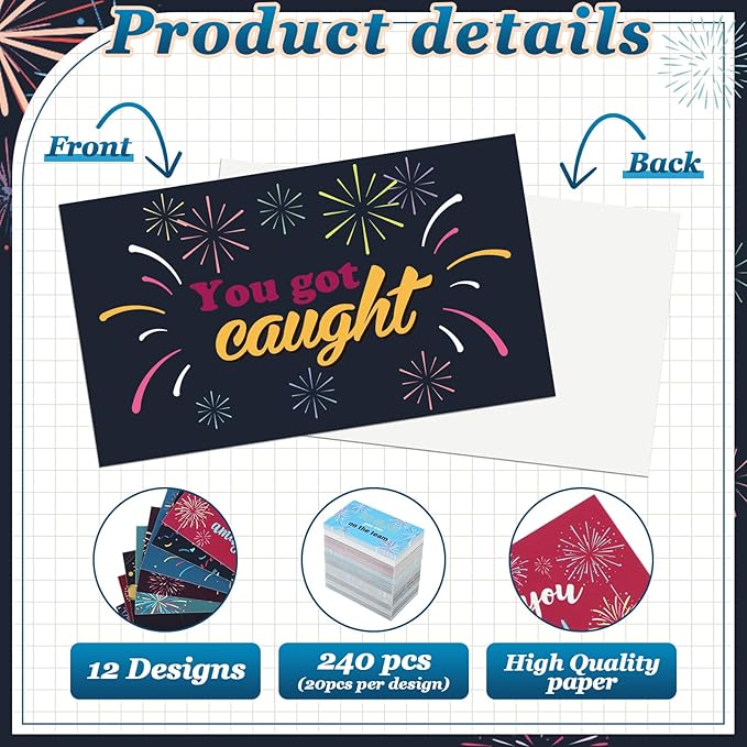 Yeaqee 240 Pcs Employee Appreciation Kudos Cards Funny Blank Back Motivational Card Encouragement Thank You Note Recognition Card for Teacher College Affirmation Gift(Flame)