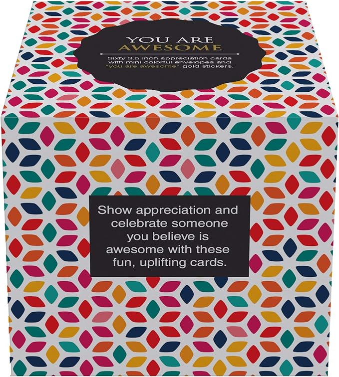 Dessie 60 Inspirational Cards With Envelopes 3.5x3.5. You Are Awesome Seals for Appreciation, Encouragement,Gratitude, Positive Affirmations, Thoughtful Gifts. Post-it Note Size.