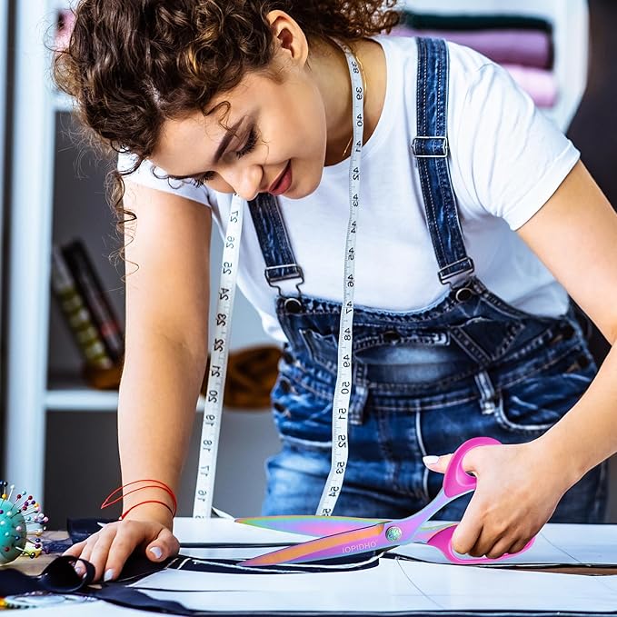 Fabric Scissors Stainless Steel Multi-Purpose shearswith Professional Titanium Coating forfor cutting clothes Leather Sewing Home and Office10 in