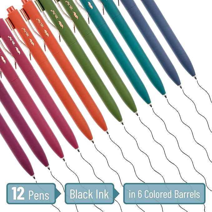 Mr. Pen- Ballpoint Pens, 12 Pack, Vintage Color Barrels, Black Ink, Cute Ballpoint Pens Black Ink, Cute Pens for Journaling, Aesthetic Pens, Ball Point Pens Black, Pens Ballpoint Smooth Writing Pens