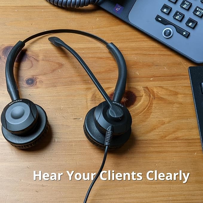 Polycom Compatible XS 825 Direct Connect Headset, Inteli Cord, Poly SoundPoint Phones: IP450, IP501, IP550, IP560, IP601, IP650, IP670, VVX300, VVX310, VVX400s, VVX500, VVX600, VVX1500, CX300, CX600