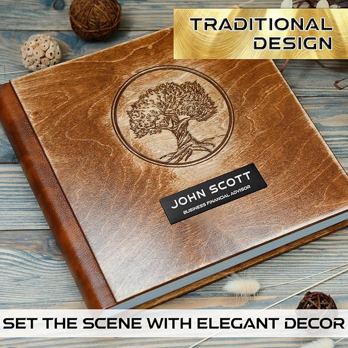 Therwen 30 Pcs Name Plates Laser Engraved Brushed Stainless Steel Plate Personalized Plaque Blank Custom Name Tag Frame Label with Adhesive Backing(Black Multi Shape,1''x 3'')