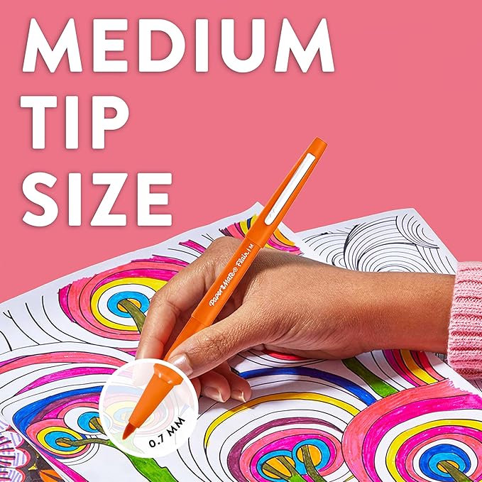 Paper Mate Flair Felt Tip Pens | Medium Point (0.7 mm) Writing Pens | Navy Blue Pens | for Writing, Drawing & Sketching | 12 Count