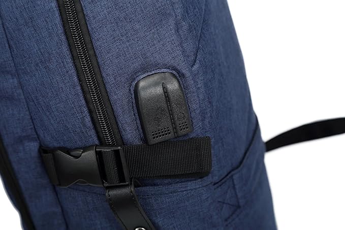 Varietyathletics 19" Laptop Backpack and Organizer Case Set USB Headset Port Anti-Theft Waterproof Travel Work College (Navy)