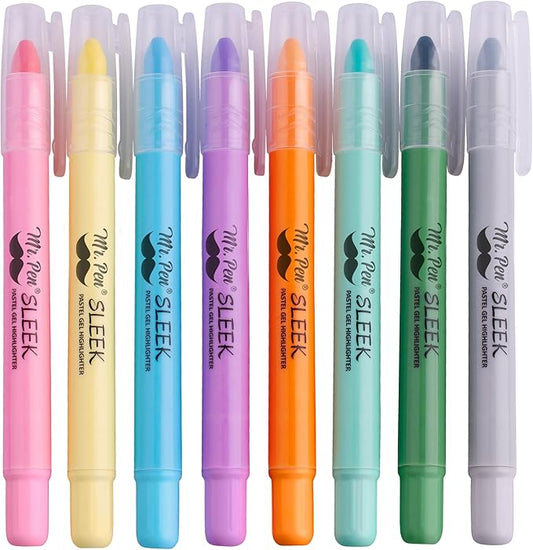 Mr. Pen- Bible Highlighters, Pastel Gel 8 Pack, Assorted Colors, Highlighters No Bleed, Highlighter, Highlighter Set, Dry Markers