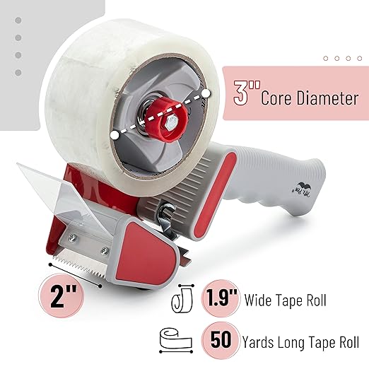 Mr. Pen- Packing Tapes, 1.88" Wide, 60 Yard, 6 Pack with 1 Dispenser Gun, 2 inch, Heavy Duty Packing Tape with Dispenser, Packaging Tape, Clear Packing Tape Gun for Packing Boxes, Moving Tape