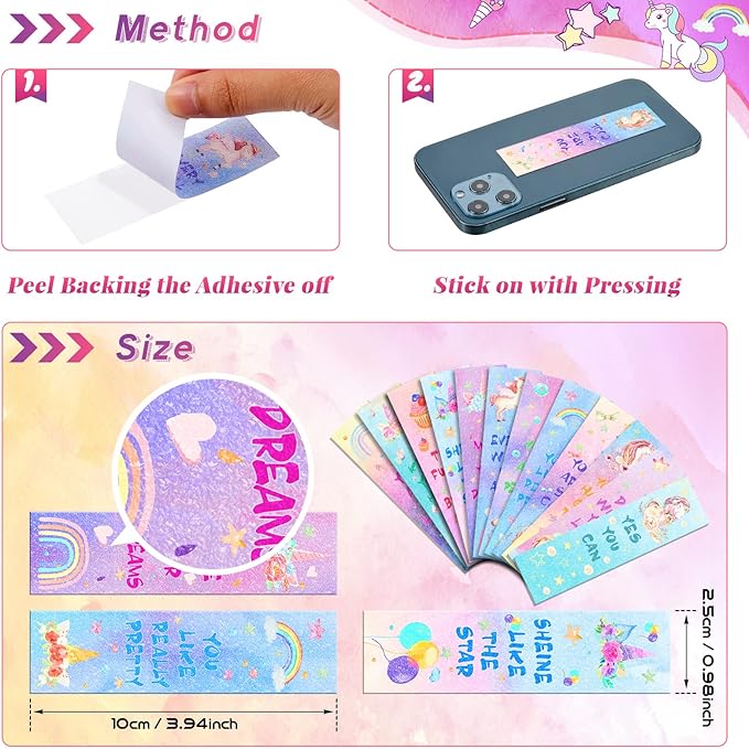 36 Pieces Anxiety Sensory Stickers Cute Fidget Textured Strips Toys Anti Stress Tactile Rough Sensory Calm Textured Strips Adhesives Anxiety Relief for Adults Teens Desk Classroom (Unicorn Style)