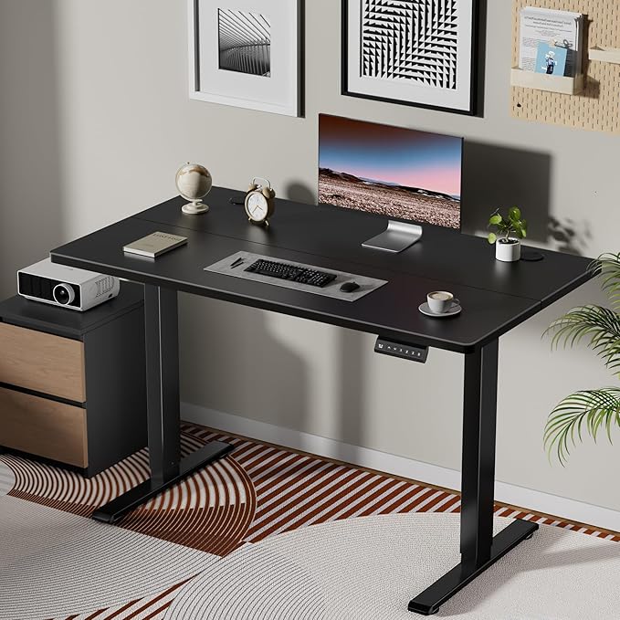 Dual Motor Electric Standing Desk Frame, Height Adjustable Table Legs for Max 90″ x 44″ Desktop with 265 lbs Capacity, Ergonomic Sit Stand Up Desk Base for Home Office, Black Frame Only