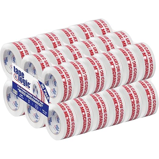 Aviditi Tape Logic 2 Inch x 110 Yard 2.2 Mil Red/White, Heavy Duty Packing Tape, "Mixed Merchandise" 36 Pack, Perfect for Packing, Shipping, Moving, Home and Office