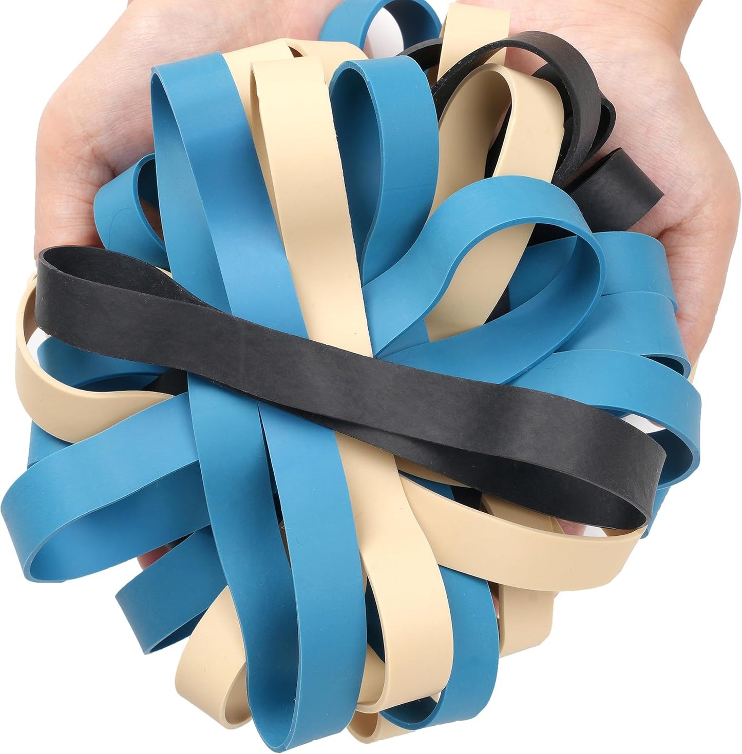 Rubber Bands Size#107 Heavy Duty Big Wide rubber band 30PCS Elastic Bands for Office Supply Trash Can File Folders Litter Box Rubber Bands (Black,blue,light brown)