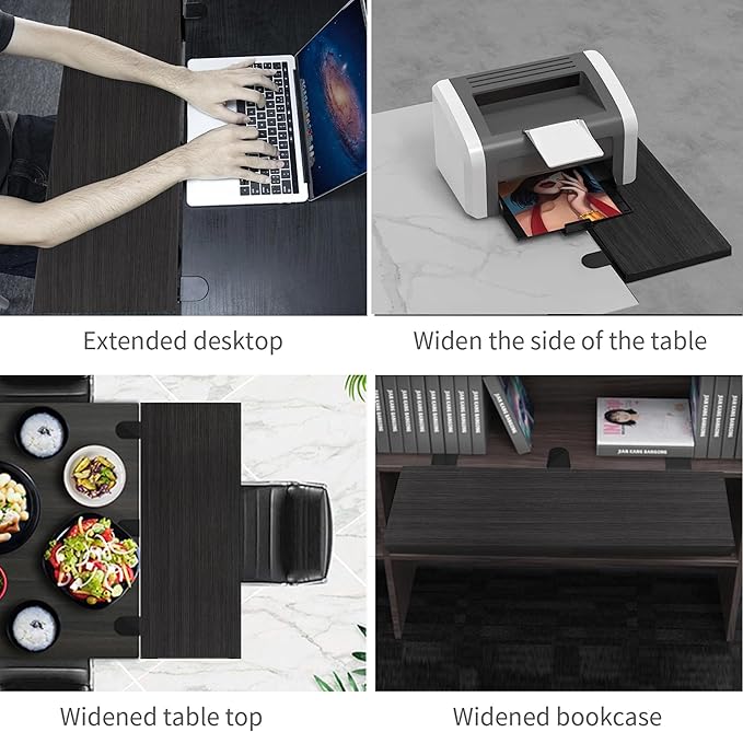 Desk Extender 24 x 12 Inch Foldable Table Extension Folding Wall Table Keyboard Extender for Desk Clamp-on Shelf for Dorm Bunk, Laundry Room (Black)