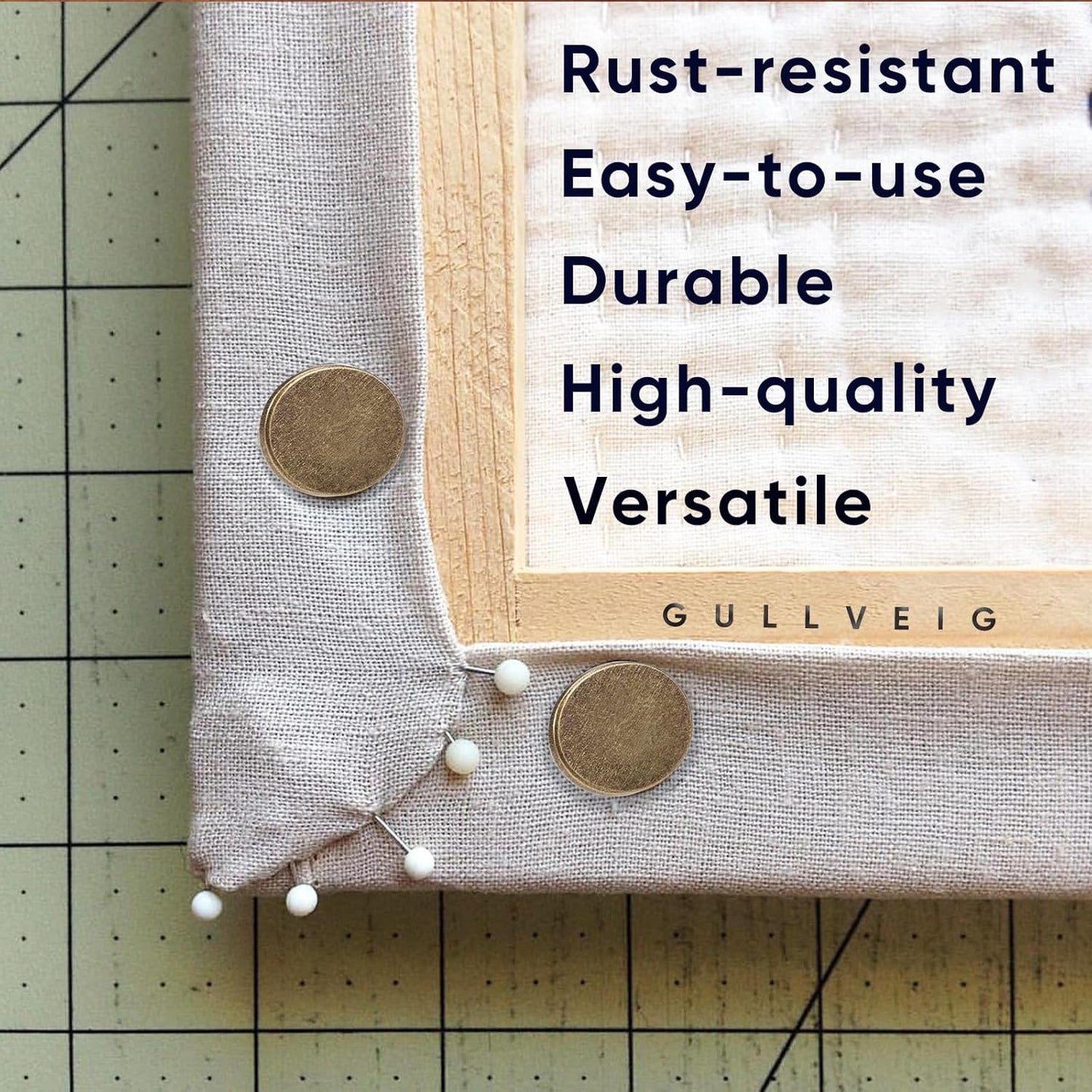 Gullveig Bronze Push Pins - 100 Piece Set in Elegant Metallic Finish - Durable Metal Thumb Tacks, Reusable Paper Box - Perfect for Home, Office, and DIY Projects - Ф11mm x 17mm