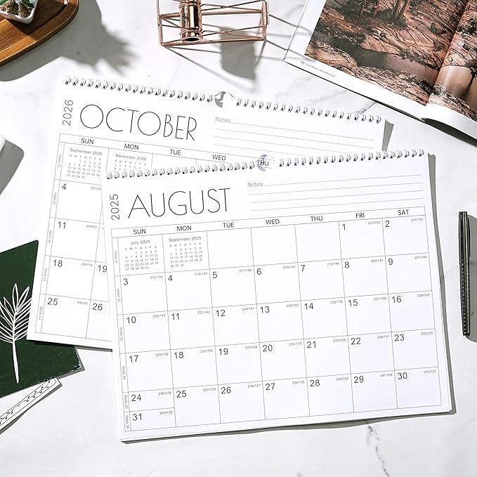 2025-2026 Calendar - 24 Months Wall Calendar 2025-2026, JANUARY 2025 - DECEMBER 2026, 14.8'' x 11.5'', Large Blocks with Julian Dates, Premium Paper White