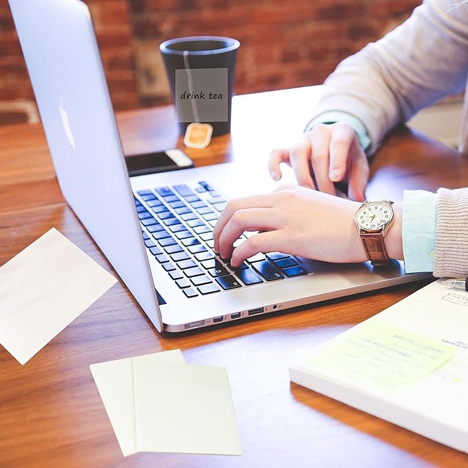 Transparent Sticky Notes 500 Sheets, 1.5 x 2 in Clear Sticky Notes, See Through Invisible Translucent Sticky Notes Waterproof Self-Stick Note Pads for School, Office (10 Packs)