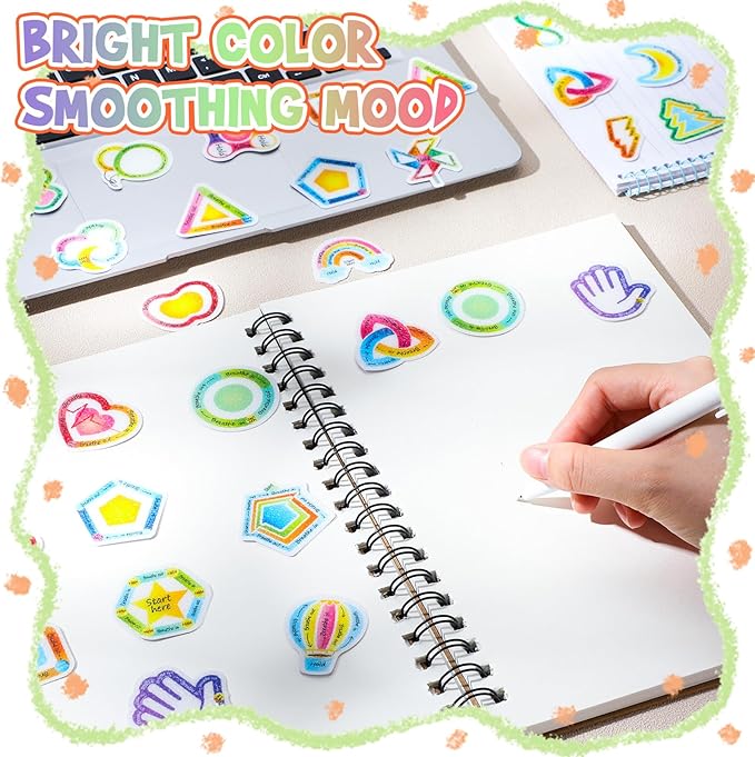 50 Pcs Anxiety Sensory Stickers Calm Stickers Reusable Sensory Strips Adhesive Textured Strips Toys Stress Anxiety Relief Items for Adult Teen Classroom Desk Office Fidget Supplies (Mindfulness)