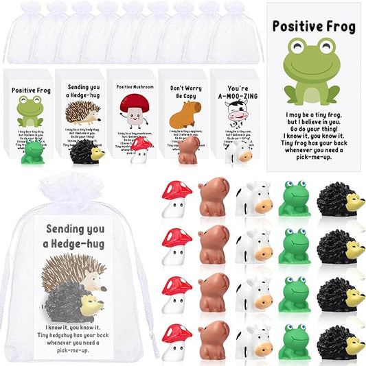 Fumete 25 Set Employee Appreciation Gifts Bulk for Coworkers Thank You Staff Gift Animal Pun Inspirational Note Cards Funny Resin Office Gifts Pocket Favors (Funny)