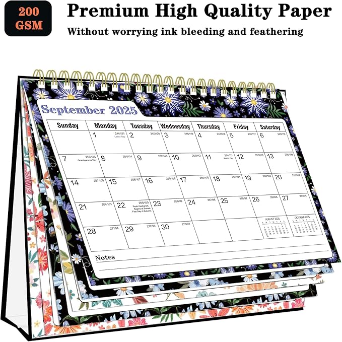 Small Desk Calendar 2025 - Standing 2025 Desk Calendar, OCT. 2024 - DEC. 2025, 8" x 6", Monthly Flip Desktop Calendar with To Do List, Your Personal Desk Calendar Planner for Home Office
