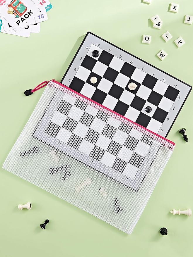 JARLINK 20 Pack 10 Colors Zipper Mesh Document Pouch, Letter Size/A4 Size, Plastic Water-Resistant File Bags, for School Office Supplies Cosmetics Travel Storage, Assorted Color