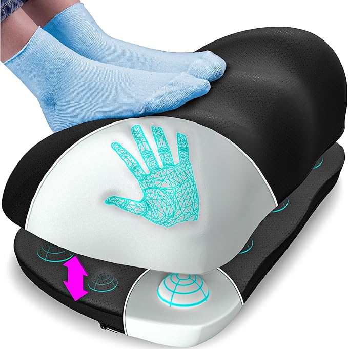 Everlasting Comfort Foot Rest for Under Desk at Work with Pressure Point Nodes - Memory Foam Office Foot Stool & Under Desk Footrest Leg Elevation Pillow for Gaming & Home Office, Supports Posture