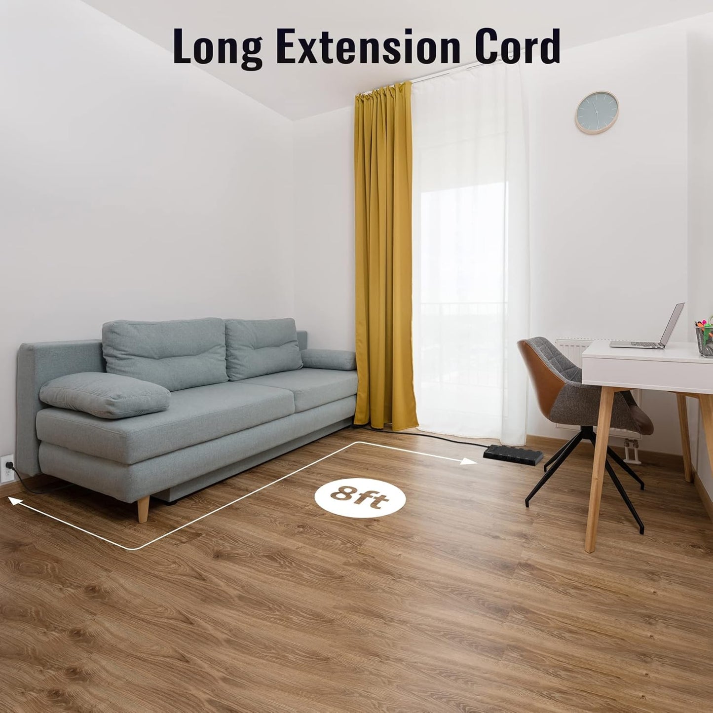 Power Strip Surge Protector, SUPERDANNY 8Ft Long Extension Cord with 6 USB Charging Ports and 22 AC Outlets, 1875W/15A, 2100 Joules, Flat Plug Power Outlet for Home, Office, Dorm, Gaming Room, Black