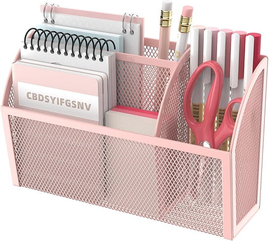 DALTACK Magnetic Pencil Holder Shelf for the Whiteboard 3-Grid Mesh Pen Refrigerator Organizer Locker Accessories Home,School and Office,Pink (3-GridPink)