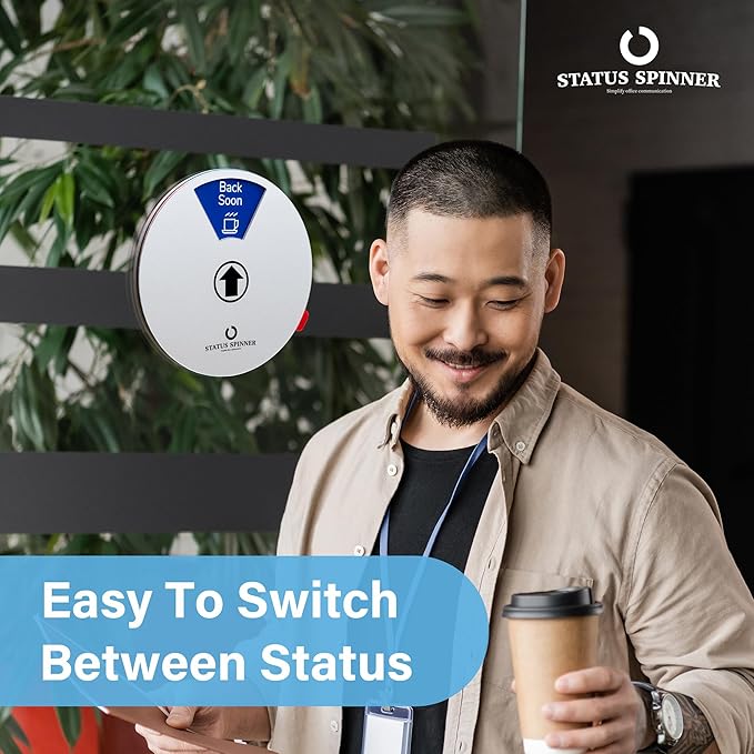 Out Of Office Sign for Door, 6 Options Status Privacy Sign Do Not Disturb, Working Remotely, In Out Sign Available and Away