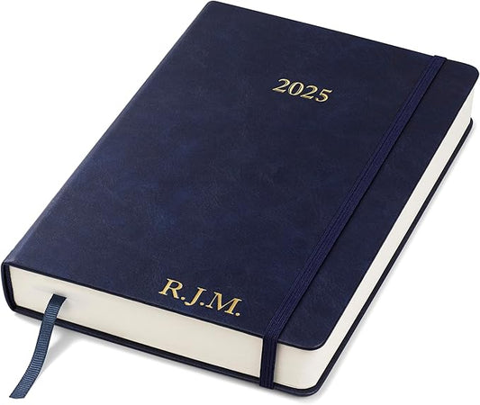 Wykeham's Executive 2025 Daily Journal Planner – Customization Available (Personalized Royal Blue, 8.5"×5.5")