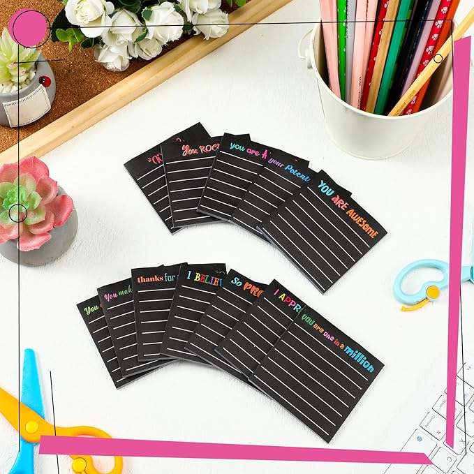 Yinder 24 Pcs Inspirational Sticky Notes with Lines Cute Motivational Sticky Notes Pad Employee Appreciation Gifts Bulk for Teacher Nurse Coworkers Office Supplies 3 x 3''(Black,Appreciation)