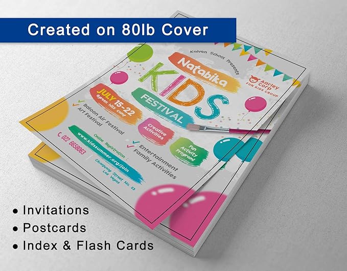 White 5.5x8.5 Paper - Blank Heavy Card Stock 80lb Cover - Half Letter Size 5.5" x 8.5" (500 Pack)