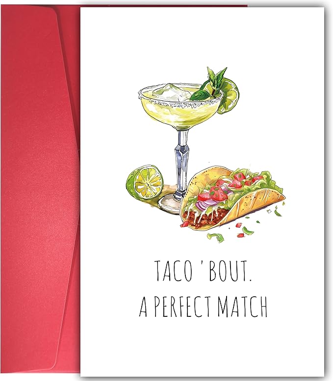 Funny Wedding Shower Card for Couples Newly Engaged, Humorous Pun Engagement Card for Bride and Groom, Congrats Engagement Card for Friend, Taco 'Bout A Perfect Match