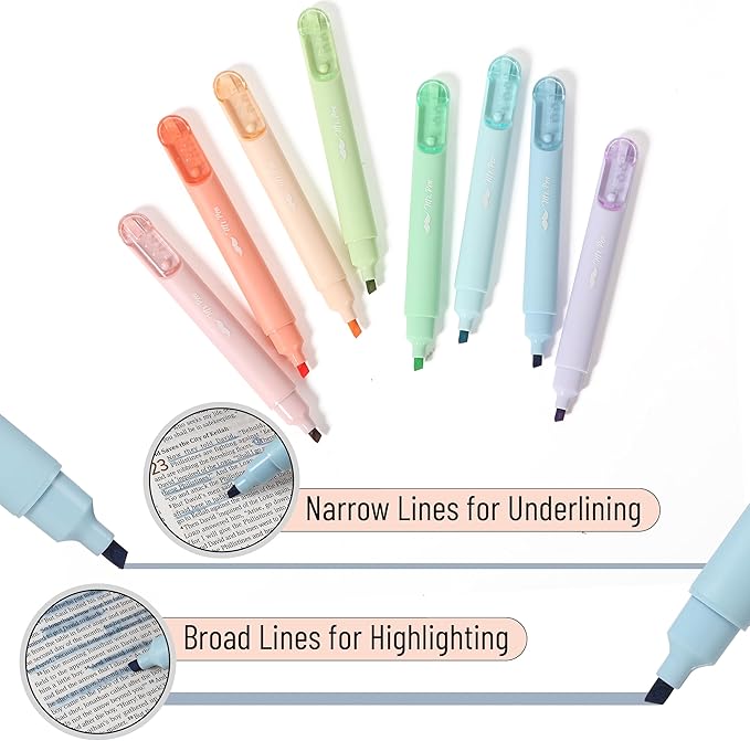 Mr. Pen- Aesthetic Highlighters, 8 Pack, Chisel Tip, Pastel Colors, Cute Highlighters Assorted Colors, Cute Highlighters for School Highlighters, Highlighter Set, Pastel Highlighters