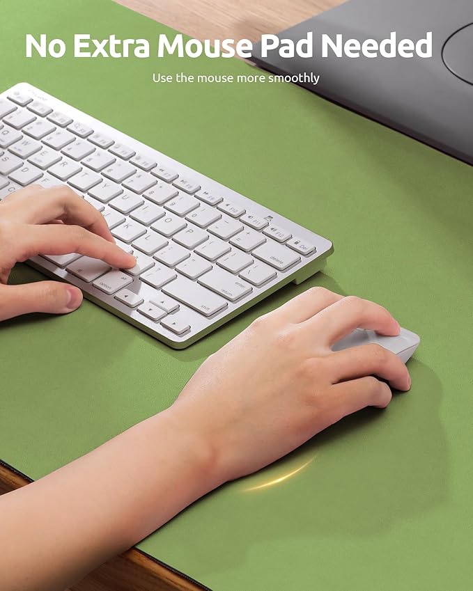 YSAGi Leather Desk Protector, Office Mat, Large Mouse Mat, Non-Slip PU Leather Blotter, Laptop Pad, Waterproof Writing Pad for Office and Home (Leaf Green, 31.5" x 15.8")