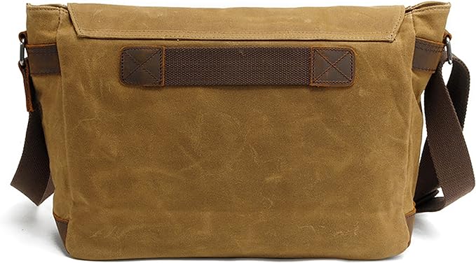 HuaChen Men's Waxed Canvas Messenger Bag Shoulder Crossbody Laptop Bag Satchel (M49_Black)