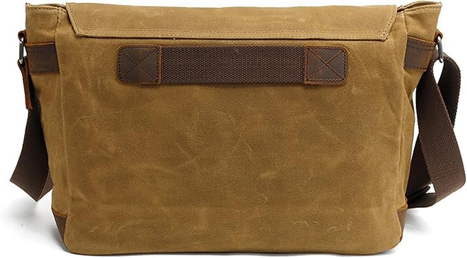 HuaChen Men's Waxed Canvas Messenger Bag Shoulder Crossbody Laptop Bag Satchel (M49_Army Green)