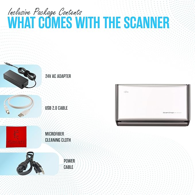 S1500 FUJITSU ScanSnap Sheet-Fed Document Used for Paper Feed Detectio - 1 Year Warranty - with Automatic Document Feeder, 24V AC Adapter, USB 2.0 Cable, Power Cord (Renewed)