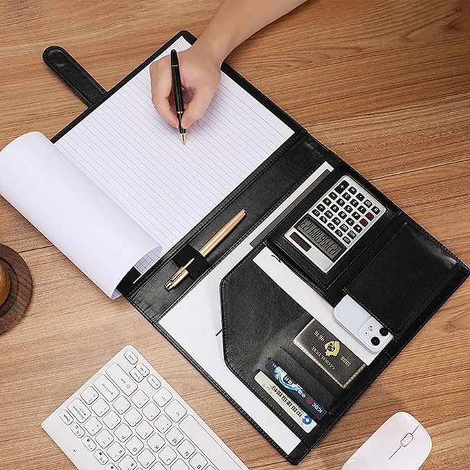 Personalized Portfolio - Customized Leather Portfolio with Personalized Logo or Text - Ideal for Resumes, Interviews, and Professional Business Use, Pink