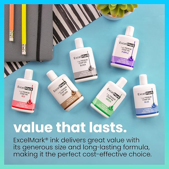 ExcelMark Premium Self-Inking Stamp Refill Ink - 1 oz. (Green)