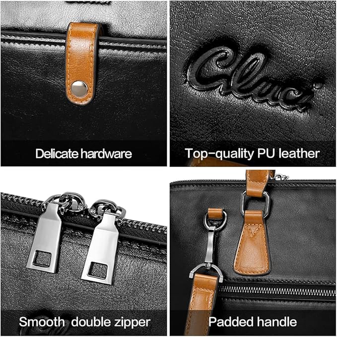CLUCI Leather Briefcase for Women 15.6 Inch Laptop Business Vintage Slim Ladies Shoulder Bag
