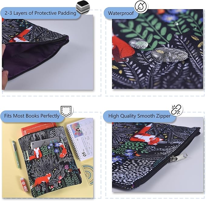 Book Sleeve for Book Lovers, Bookish Book Protector, Book Covers for Paperbacks, Washable Fabric, Book Sleeves with Zipper, Medium 11 Inch X 8.7 Inch