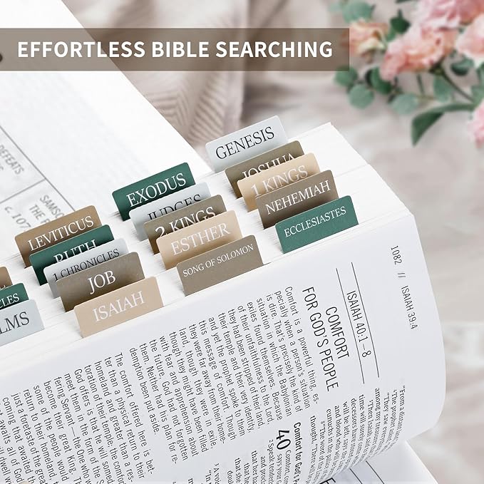 Bible Tabs for Women & Men, Laminated Bible Tabs for Study Bible, Large Print Neutral Bible Tabs for Easy Navigation, Bible Index Tabs, 66 Tabs Old & New Testament, Extra 9 Blank Tabs - Winter Wood