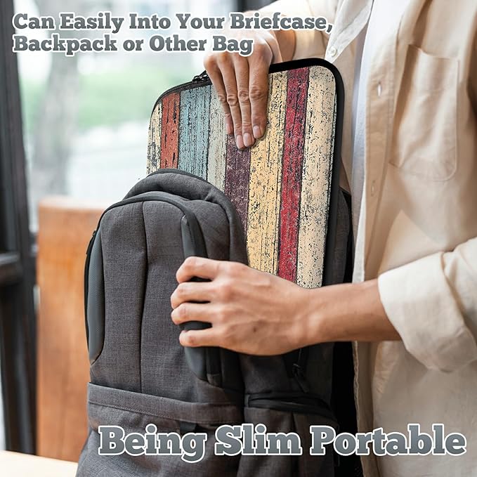 Universal Laptop Sleeve Tablet Case 12 inch, Retro Wood Slim Carrying Case Durable Handbag Travel Laptop Bag for Surface Pro 9 8 7/Laptop Go 2 3, MacBook Air 11/12