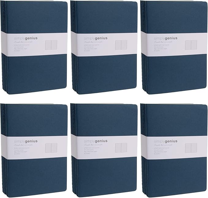 Simply Genius A5 Notebooks for Work, Travel, Business, School & More - College Ruled Notebook - Softcover Journals for Women & Men - Lined Note Books with 92 pages, 5.5" x 8.3" (Navy, 30 pack)