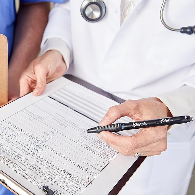 Sharpie S-Gel, Gel Pens, Drawing Pens, Gel Ink Pens For Journaling, Writing Pens, Coloring Pens, Medium Point Pens (0.7Mm), Blue Ink Gel Pen, 12 Count