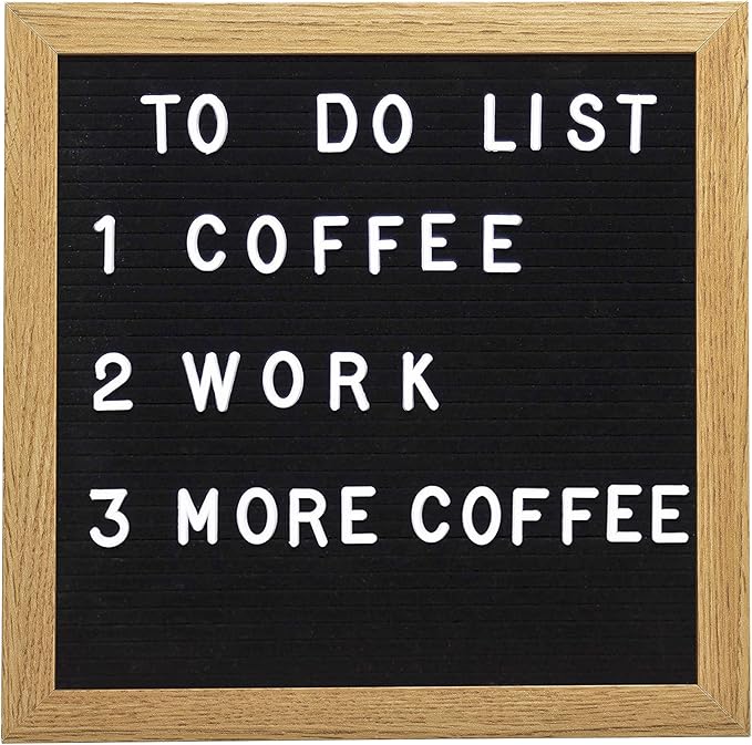 Pearhead Natural Wood And Black Felt Classic Letter Board Set, Includes 294 White Letters, Modern Reusable Message Board, Gender Neutral Photo Prop, Nursery And Home Decor, 10" x 10"